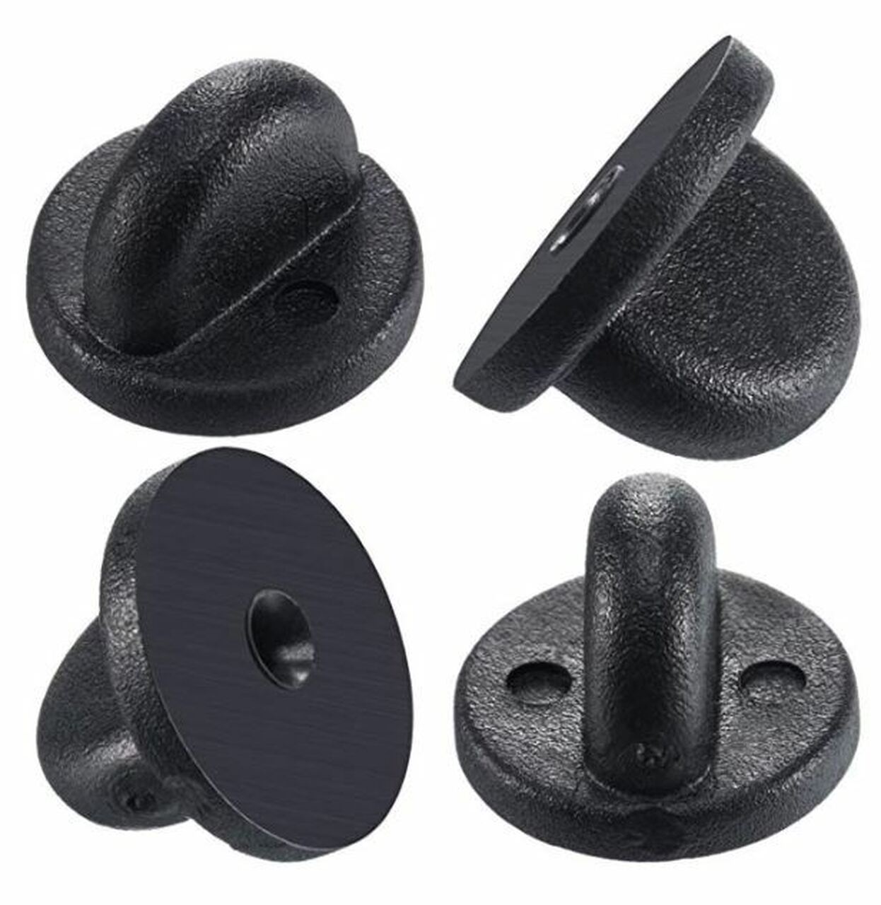 Black PVC Rubber Pin Backs - Set of 12
