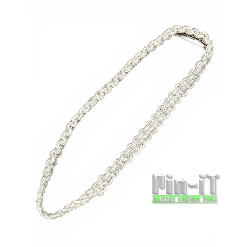 White Cobra Knot Shoulder Cord with Pin | Honor Guard Color Guard Military Cord