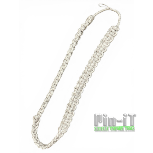 White Shoulder Cord – Cobra Knot Aiguillette for Honor Guard, Drill Team & Military