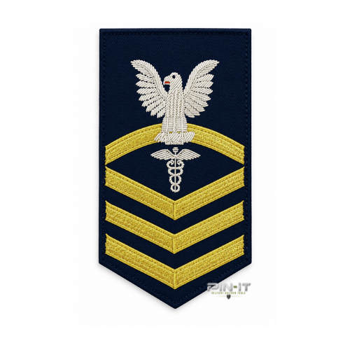 USCG E-7 Chief Petty Officer Health Services Technician (HS) Rating Badge – Blue