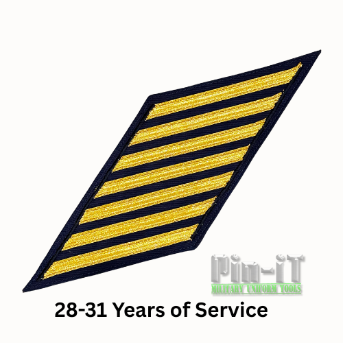 USCG CPO Service Stripes Set of 7 | Gold Lace on Blue | Service Dress Blue Jacket