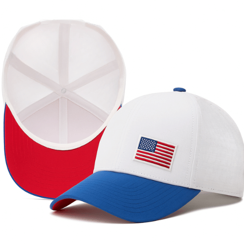 USA Flag Hat – White with Blue and Red Bill