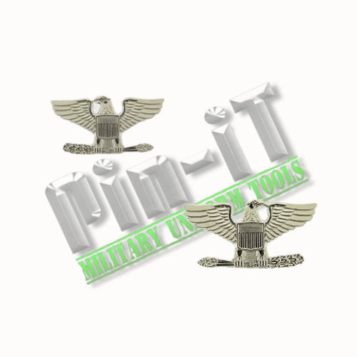 Army Colonel COL Rank Pins – Silver Full Size Insignia Set